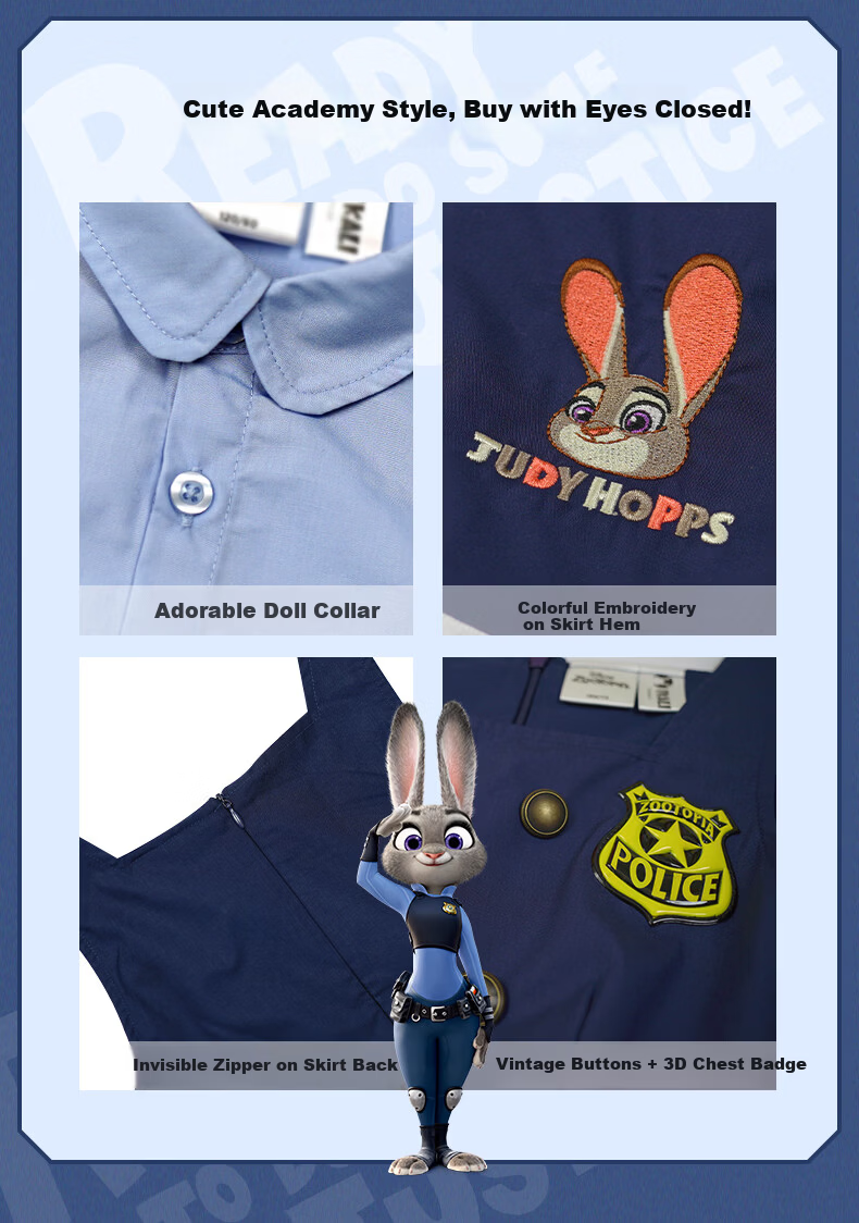 Disney Zootopia Sam Style 2026 Summer Kids Girls Bunny Short Sleeve Dress 110 CM 5