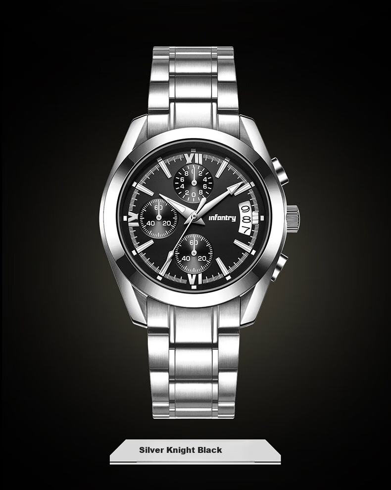 INFANTRY Eagle Black Knight Men's Fashion Waterproof Steel Band Business Quartz Watch Birthday Gift for Boyfriend 13