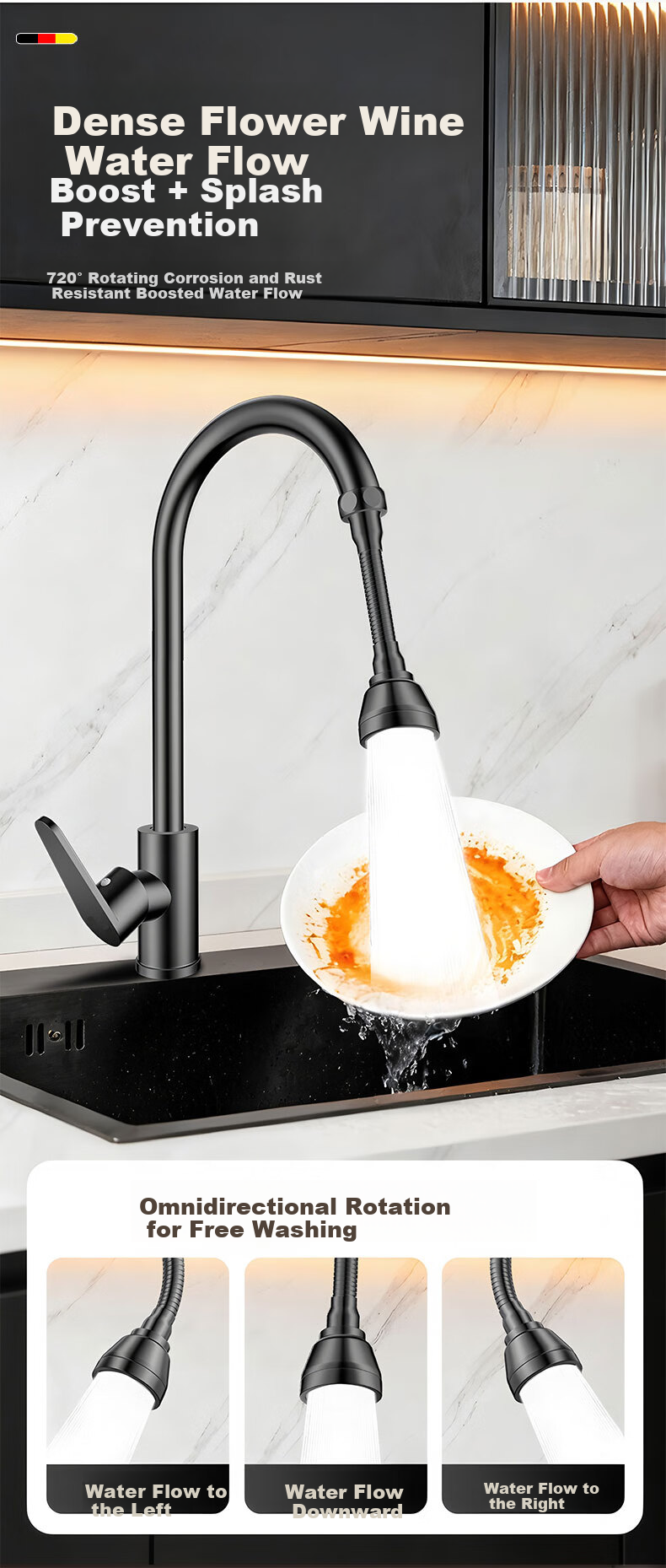 HOMK [Germany] Faucet Aerator Basin Faucet Extender Universal Connector Splash-Proof Kitchen Use 7