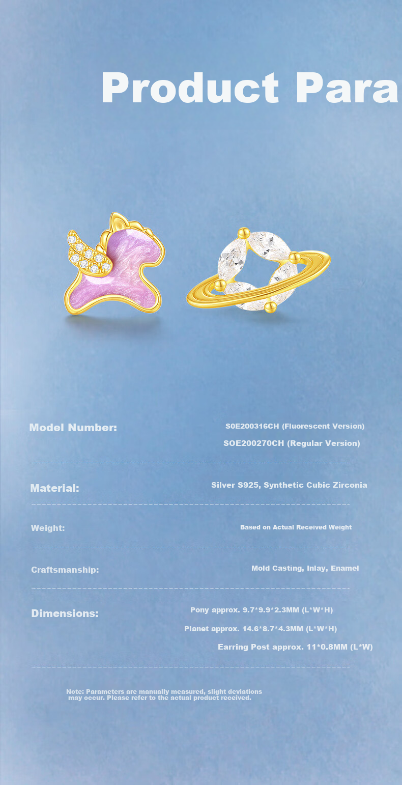 CHOW TAI SENG Dreamy Star Zodiac Horse Stud Earrings Delicate Small Sterling Silver Earrings Birthday Gift for Women 7