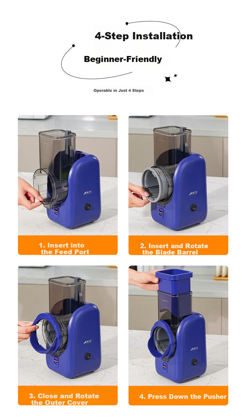 Meizhikou [Price Protection 618] Multifunctional Vegetable Cutter Household Kitchen Electric Vegetable Slicer Fully Automatic Shredder and Slicer with Cleaning Brush 24