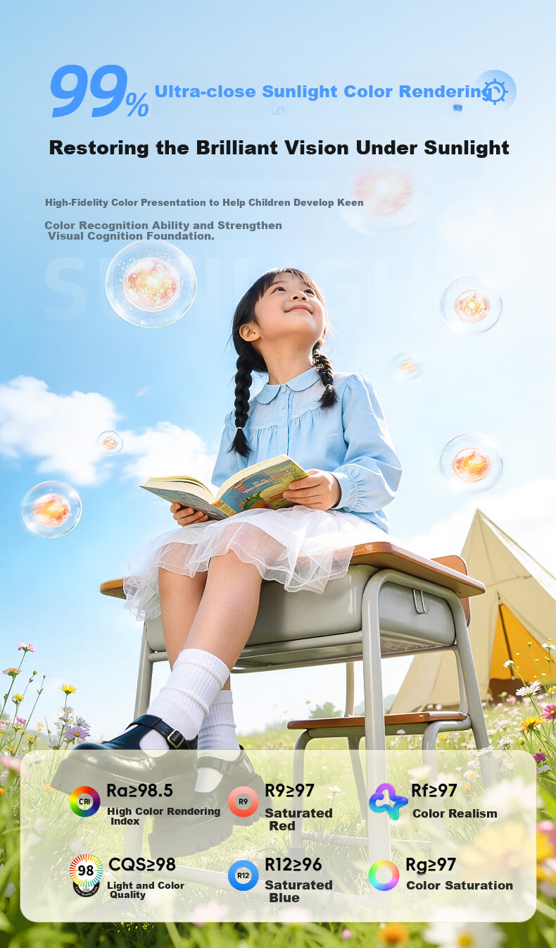 Coolfire Eye Protection Desk Lamp Student Study Lamp Large Desk Lamp Blue Light Blocking Children's Writing Study Table Lamp 11