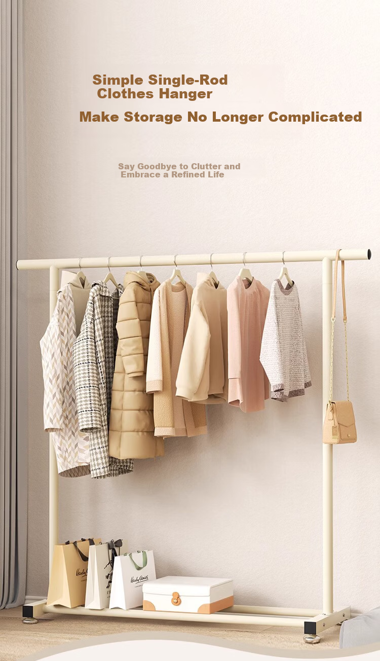 Yemai Floor Clothes Drying Rack Balcony Clothes Rod Bedroom Home Dormitory Hanger Pulley Type 1.5m Milk White 1