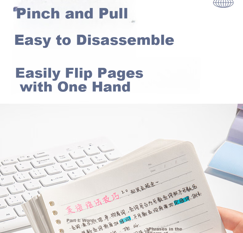 Deli Niudun Series Lightweight 6-Ring A5 Binder Notebook 40 Sheets Student Notebook HA5403-1 10