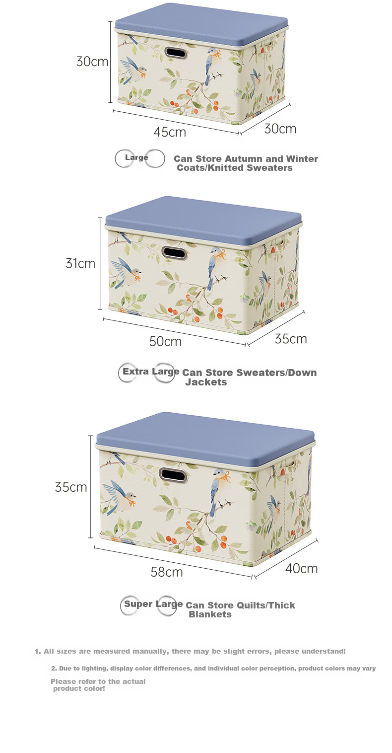 Bonnie Home Vintage Style Covered Clothes Storage Box Large Capacity Wardrobe Organizer for Down Jackets, Quilts, and Clothing Storage 8