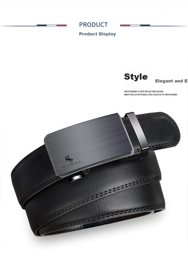 JIFANPAUL Genuine Leather Men's Automatic Buckle Cowhide Belt Casual Versatile 110cm Practical Birthday Gift for Dad 13
