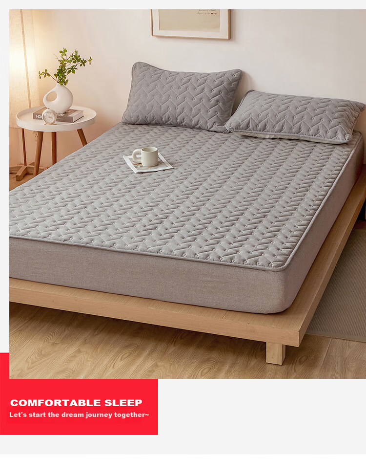 MINISO Quilted Skin-Friendly Cotton Fitted Sheet 1.5x2m Mattress Protector Cover Full Wrap 7