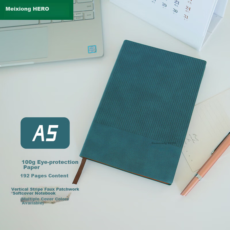 HERO New A5 Business Notebook Thickened Hard Cover Soft Leather Simple High-End Gift Meeting Portable Office Stationery Lined Detachable Diary Journal Binder