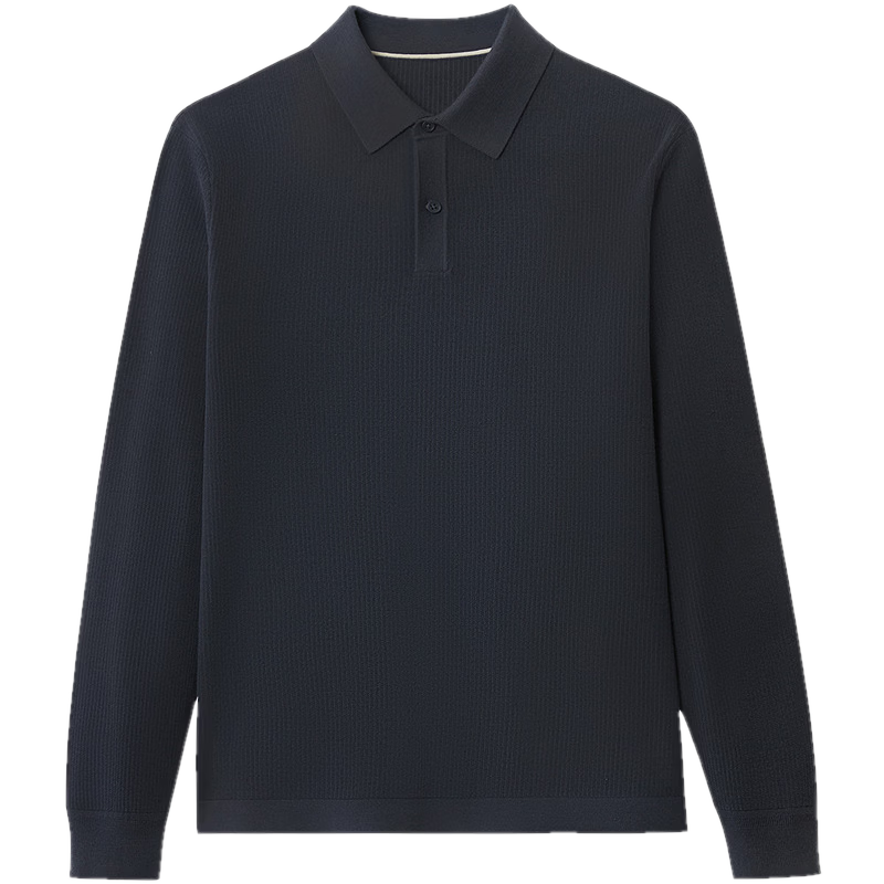 Goldlion Wool Blend Autumn Winter Long Sleeve Knit Sweater Men Solid Color Fashion Textured Pullover Blue Gray XL