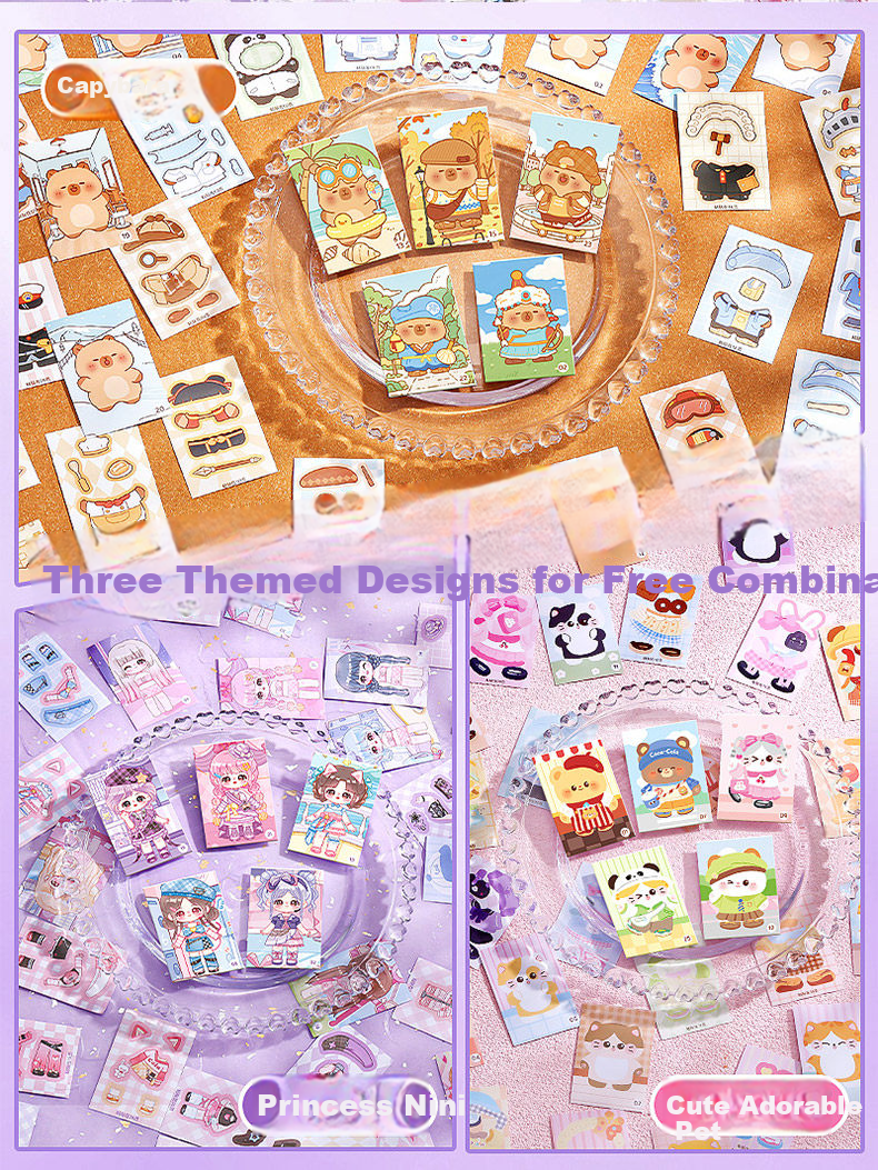 JEPPE Princess Makeup Bag Handmade DIY Quiet Book Dress-Up Stickers Children's Makeup Toy Ages 3-8 Children's Day Gift 3