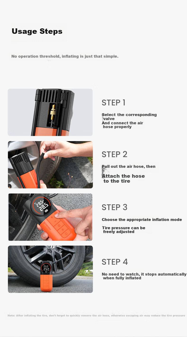 ETENWOLF V2 Car Air Compressor Electric Tire Inflator Wireless Tire Pressure Gauge Pump 12