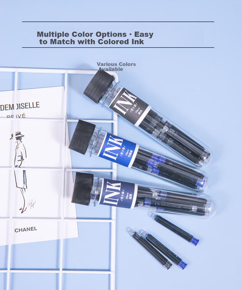 PLATINUM PQR-100 Little Meteor Fountain Pen Ink Cartridges Blue-Black 10-Pack for Students 2