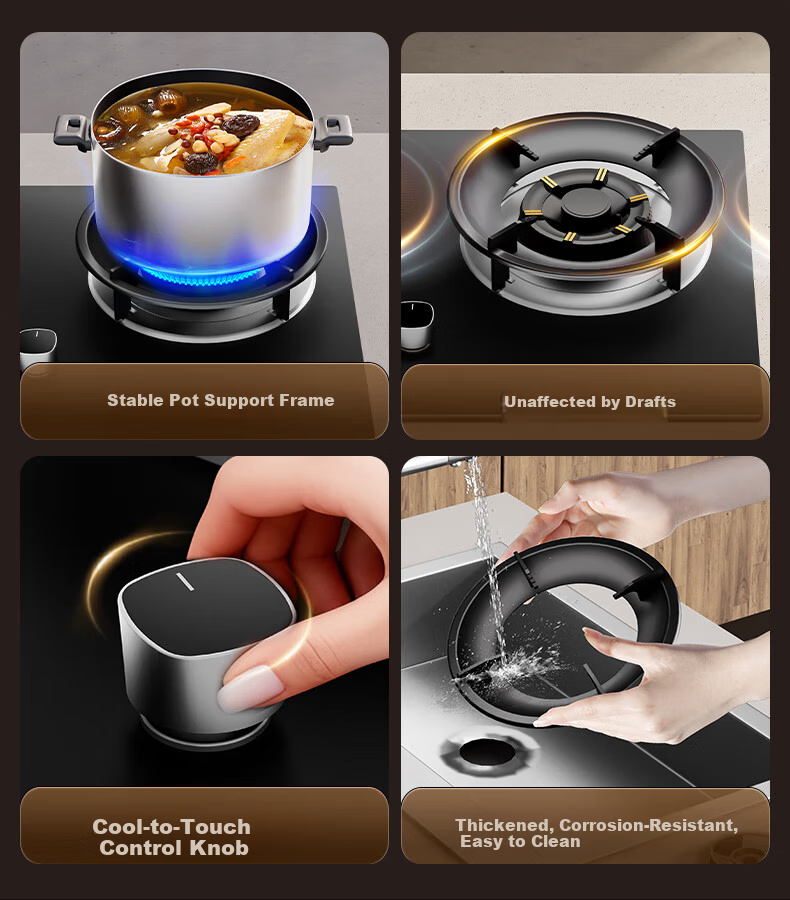 Royalstar Extraordinary Series Dual Fuel Gas and Electric Stove Built-in Double Burner Gas Cooker with Copper Burner Cap JZDY-25A1 Left 10