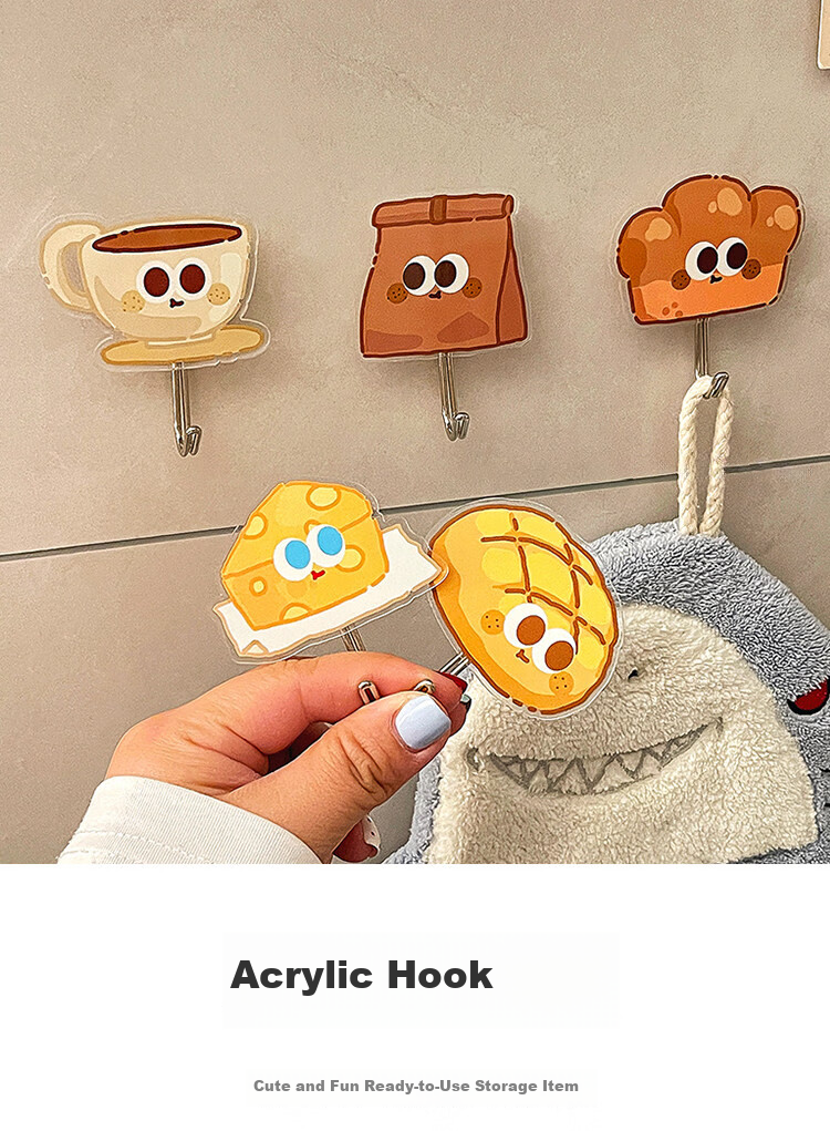 Fan Ye Acrylic Hooks 7-Pack Strong Load-Bearing No-Drill Adhesive Hooks for Bathroom Door Kitchen Wall Damage-Free Sticky Hooks 1
