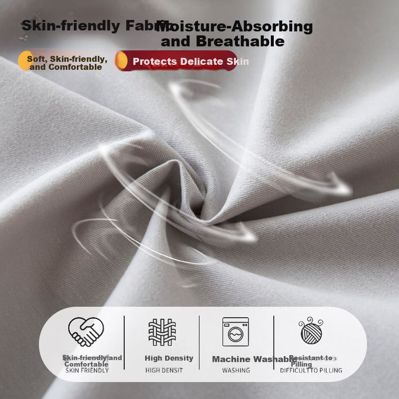 Nanjiren Fitted Sheet Single Piece Full Coverage Mattress Protector Non-Slip Dustproof Home Bed Cover 150*200cm