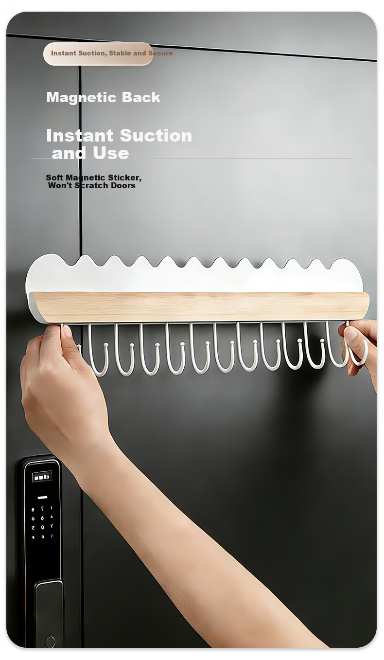 FANXIA Magnetic Hook Strong Clothes Hook for Entrance Security Door Key Storage Rack Refrigerator Organizer Rack 3