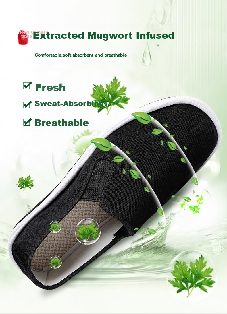 Yidisen Old Beijing Cloth Shoes Official Genuine Handmade Mugwort Deodorant Breathable Soft Sole Non-slip Middle-aged and Elderly Black 37 2
