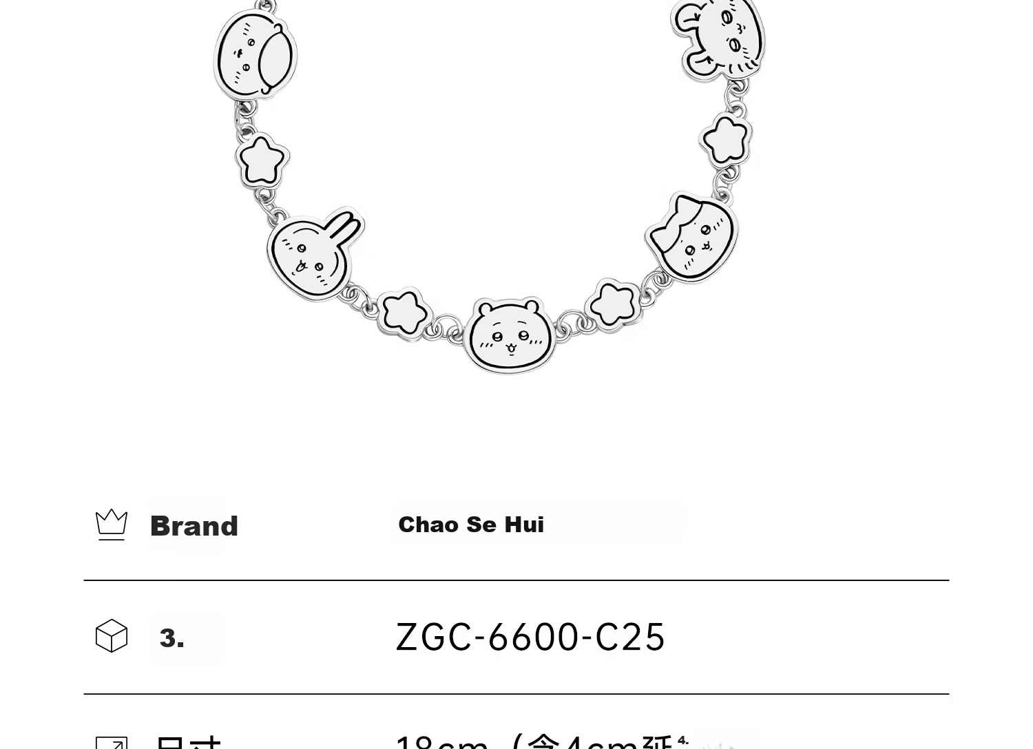 Chaosehui Ji Yika Wachiikawa, USA Chai Bracelet for Women, Birthday Gift Bracelet, Girls' Children's Gift, 6600 14