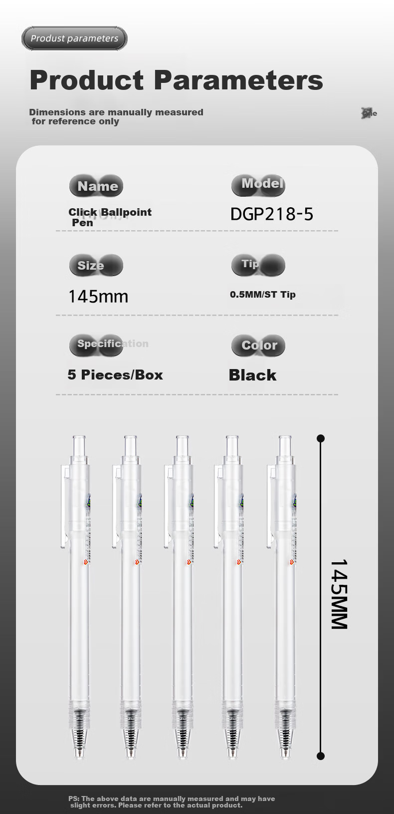 AIHAO 0.5MM Quick-Dry Gel Pen with Cap Red 6-Pack D4072 9