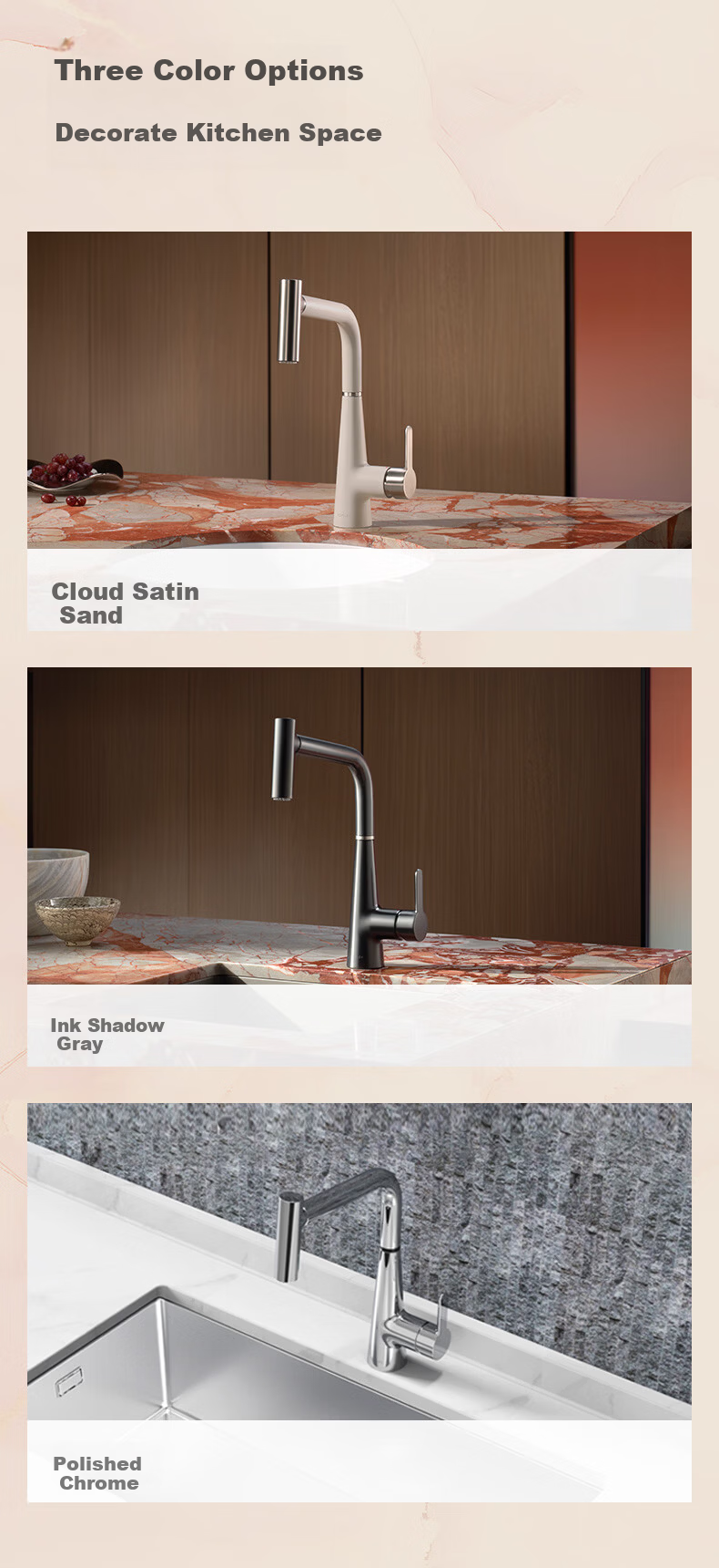 KOHLER Heming Kitchen Faucet Pull-Out Rotatable Adjustable Hot and Cold Water Polished Chrome 9