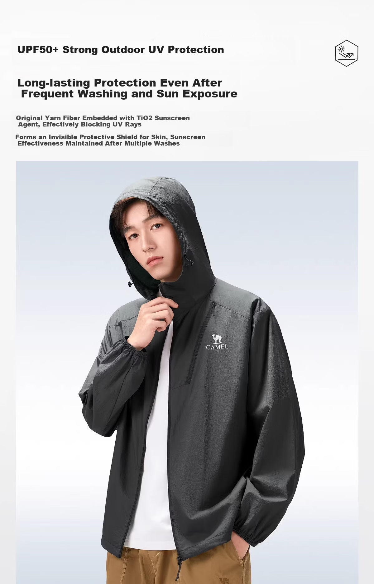 CAMEL Outdoor Sun Protection Jacket 2026 Spring Summer New Unisex Ice Cooling Breathable Durable Sunproof Sports Coat 5134 4
