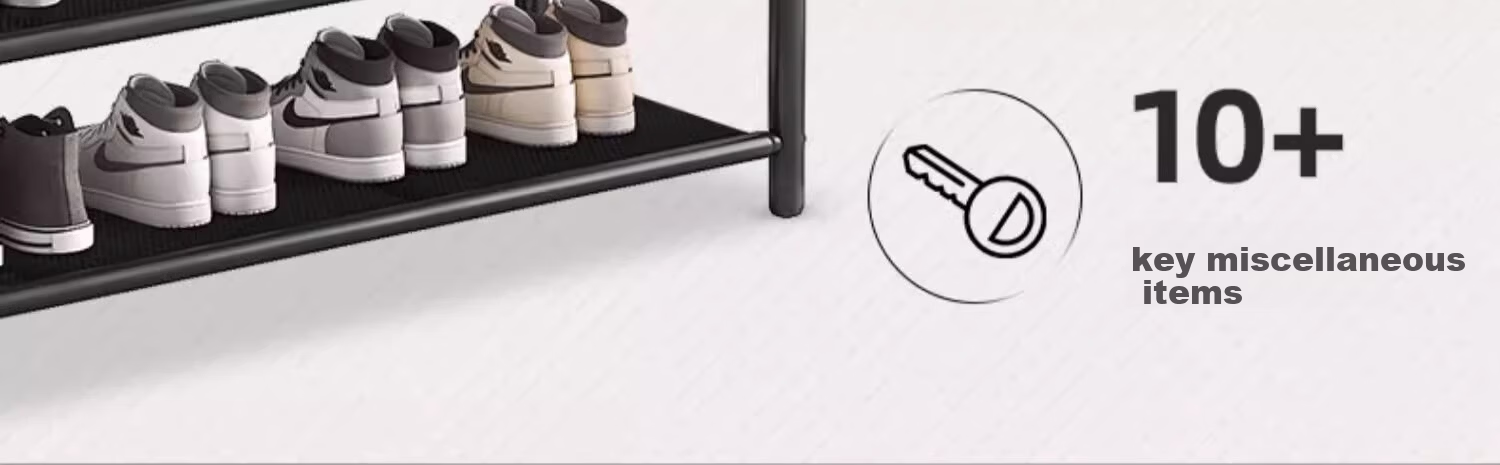 Antjia Foldable Shoe Rack Doorway Shoe Rack Multi-layer Iron Art No-Installation Storage Shelf Black 6-Tier 70cm 8