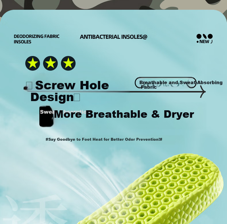 Bonnie Family 3-Pair Men's Insoles Sweat-Absorbing Odor-Resistant Mugwort Antibacterial Breathable Soft Cushioned Sports Insoles for Long Standing Summer 12