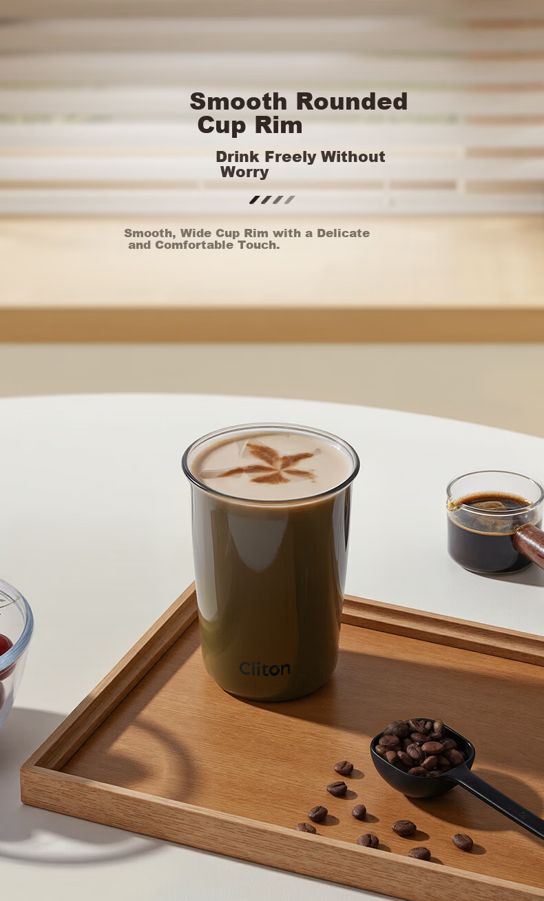 CLITON Smoke Gray Glass Coffee Cup Iced Americano Latte Cup Cold Drink Transparent Glass Water Cup Beverage Tea Cup 5