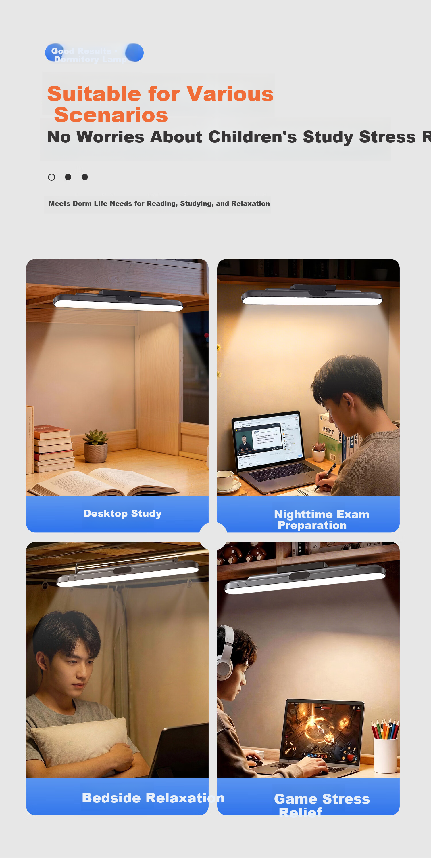 XLYS Desk Lamp College Dormitory Bedside Magnetic Reading Lamp Rechargeable Eye Protection Study Cool Lamp with Long Battery Life 18