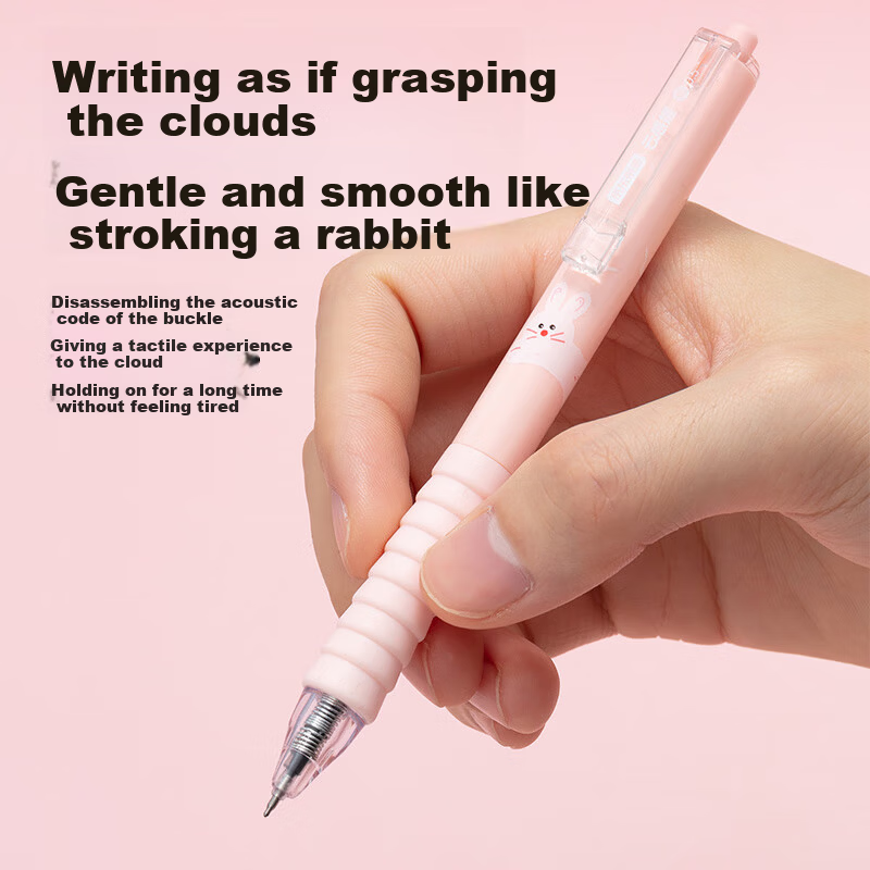 JD Jingdong Jingzao Cloud Feel Click Gel Pen Black 6-Pack 0.5mm Dual Ballpoint ST Tip Student Exam Writing Pen Soft Protective Sleeve JD1033
