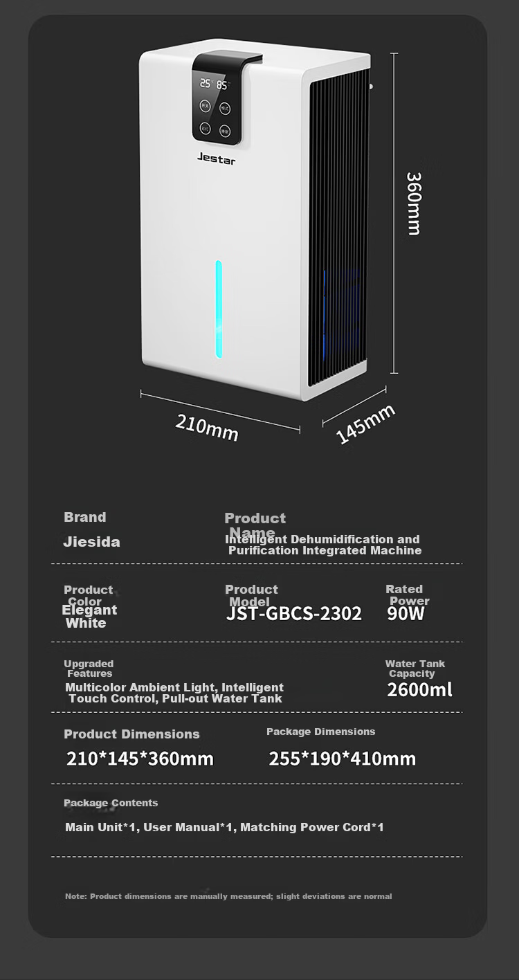 Jiesida Dehumidifier Air Purifier Dual-Core Industrial Basement Moisture Absorber Drying Machine 13