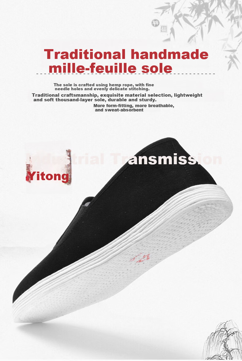 3514 Traditional Old Beijing Cloth Shoes Handmade Hemp Rope Layered Sole Spring Summer Breathable Comfortable Slip-On Work Shoes Men Size 41 3