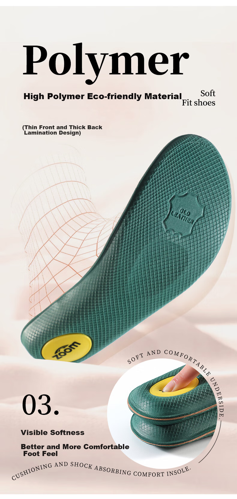 Aokang Leather Insoles Unisex Sweat-Absorbing Odor-Resistant Soft Genuine Sheepskin Thickened Shock-Absorbing Pain-Relief Sports Insoles for Long Standing 4