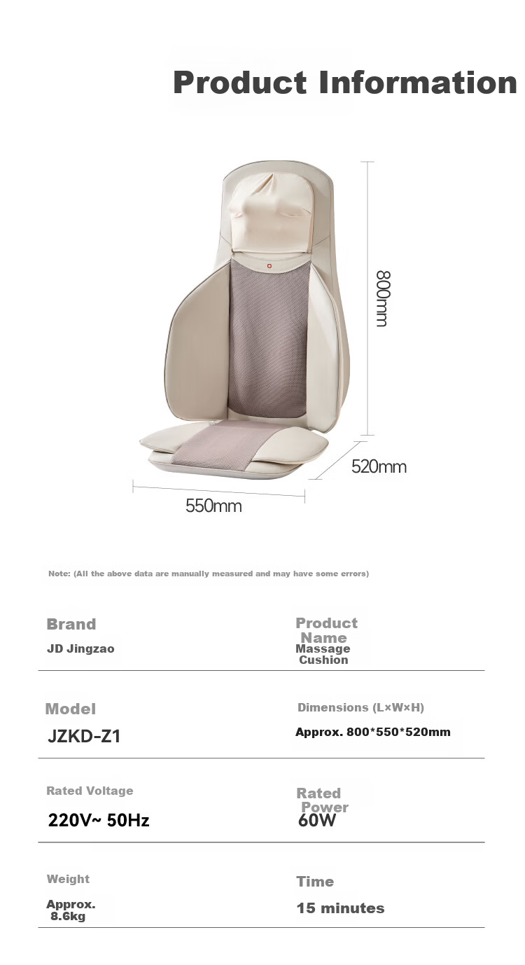 JD Jingzao Massage Cushion Z1 Multifunctional Massage Chair Massager Shoulder Neck Waist Back Hip Kneading Tapping Heating Home Seat Massager Practical Birthday Gift for Parents and Elders 17