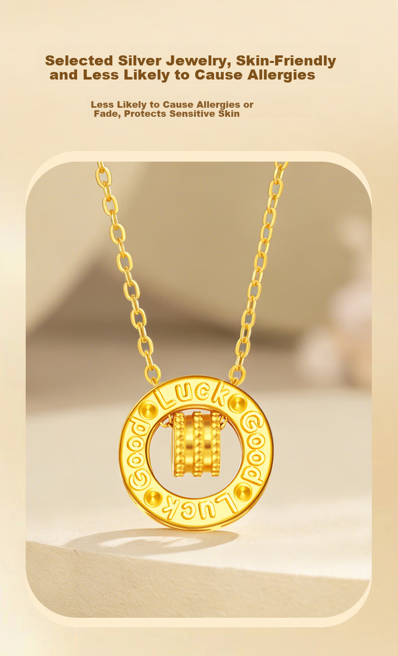 Lao Feng Xiang 925 Silver Double Ring Slim Waist Necklace Premium Möbius Pendant Gift for Girlfriend Valentine's Day 6