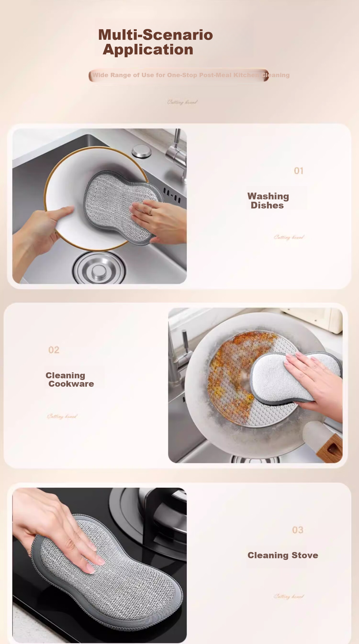 Besnay Long Handle Pot Cleaning Brush with Suction Cup Non-Stick Pan Scrubber Kitchen Dishwashing Brush 9