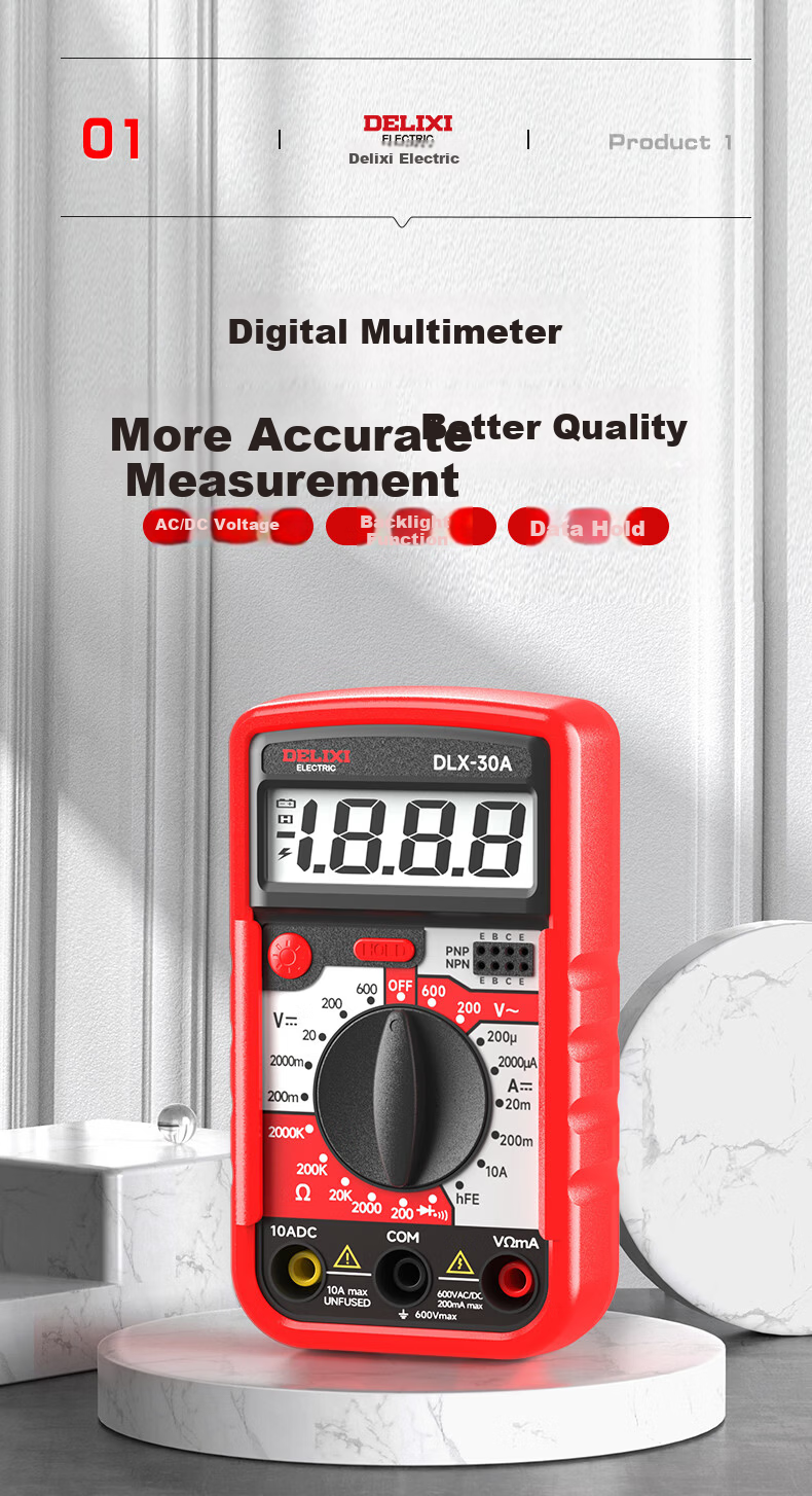 DELIXI ELECTRIC Digital Multimeter High-Precision Universal Tester for Electricians Household Anti-Burn Multimeter 1