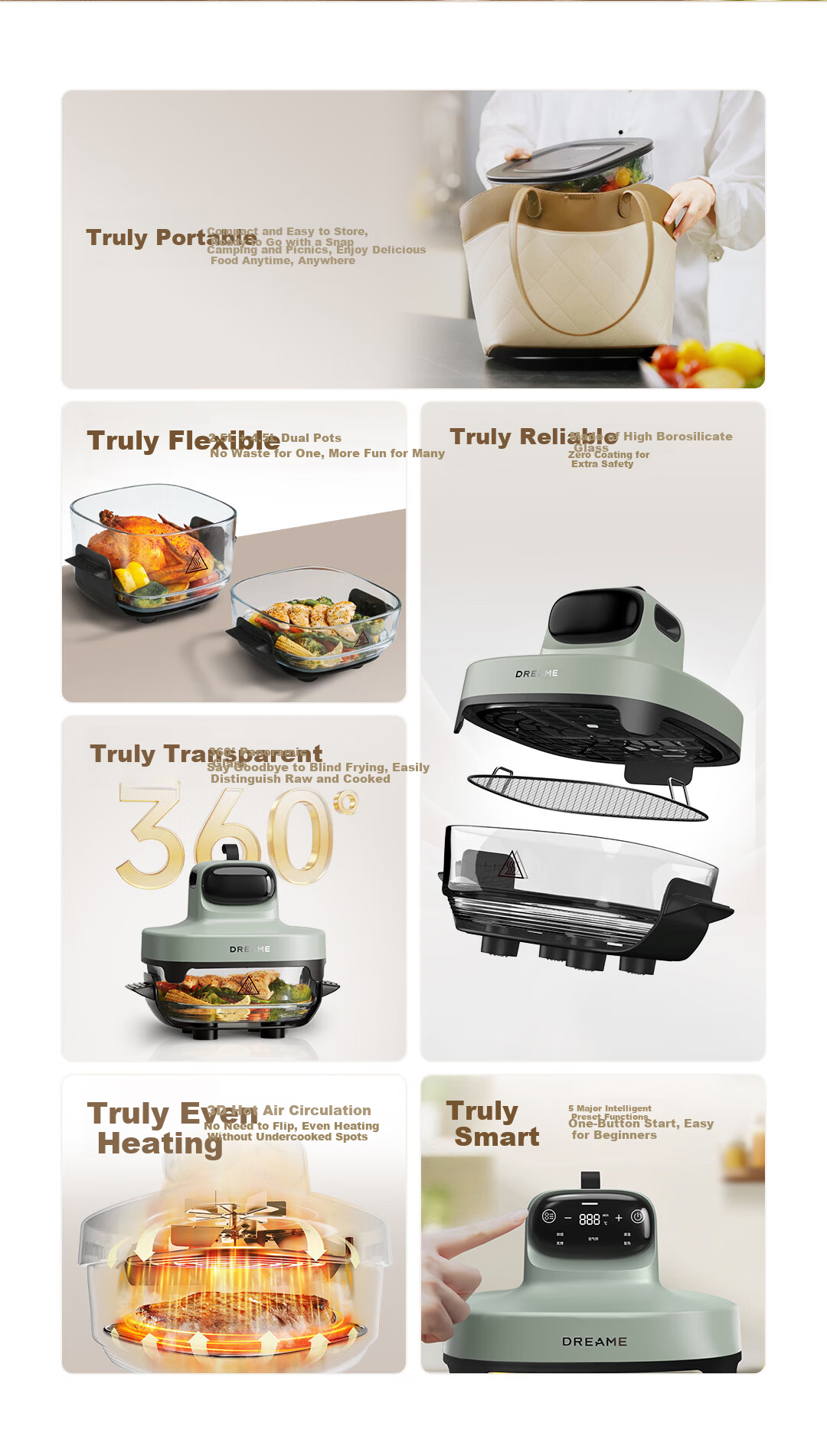 Dreame PT60 7L Air Fryer Steam Oven Combo with Glass Inner Pot, Visible Non-Stick Coating, 2026 New Model 4