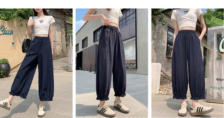 Demana Pear-Shaped Comfort Zone Summer Korean Style Nine-Point Lantern Pants Elastic Waist Loose Slim Fit Petite Women's Casual Pants 6