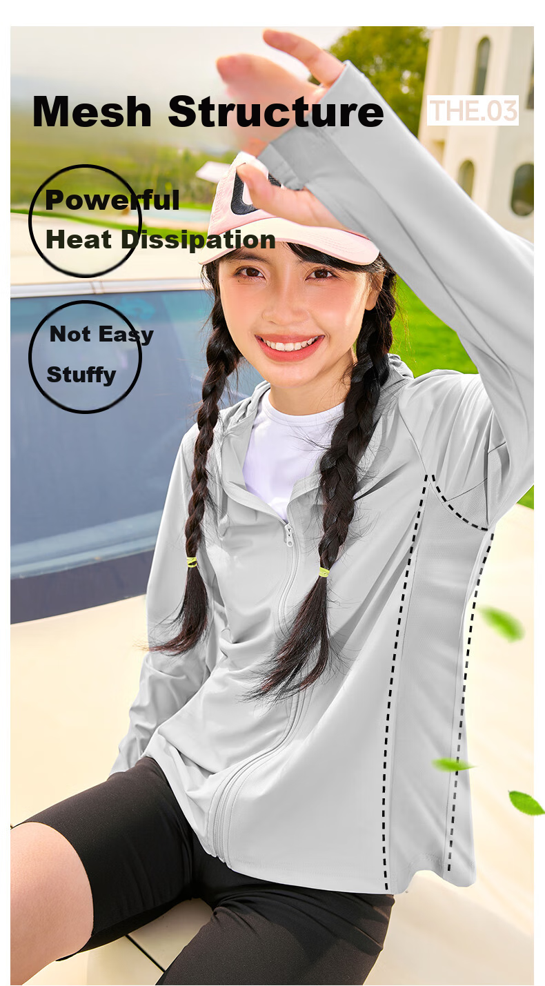 Warrior Women's Ice Silk Sunscreen Jacket Summer 2026 New Quick-Dry Cooling Large Brim Hooded Coat Stylish Sun Protection Shirt 9