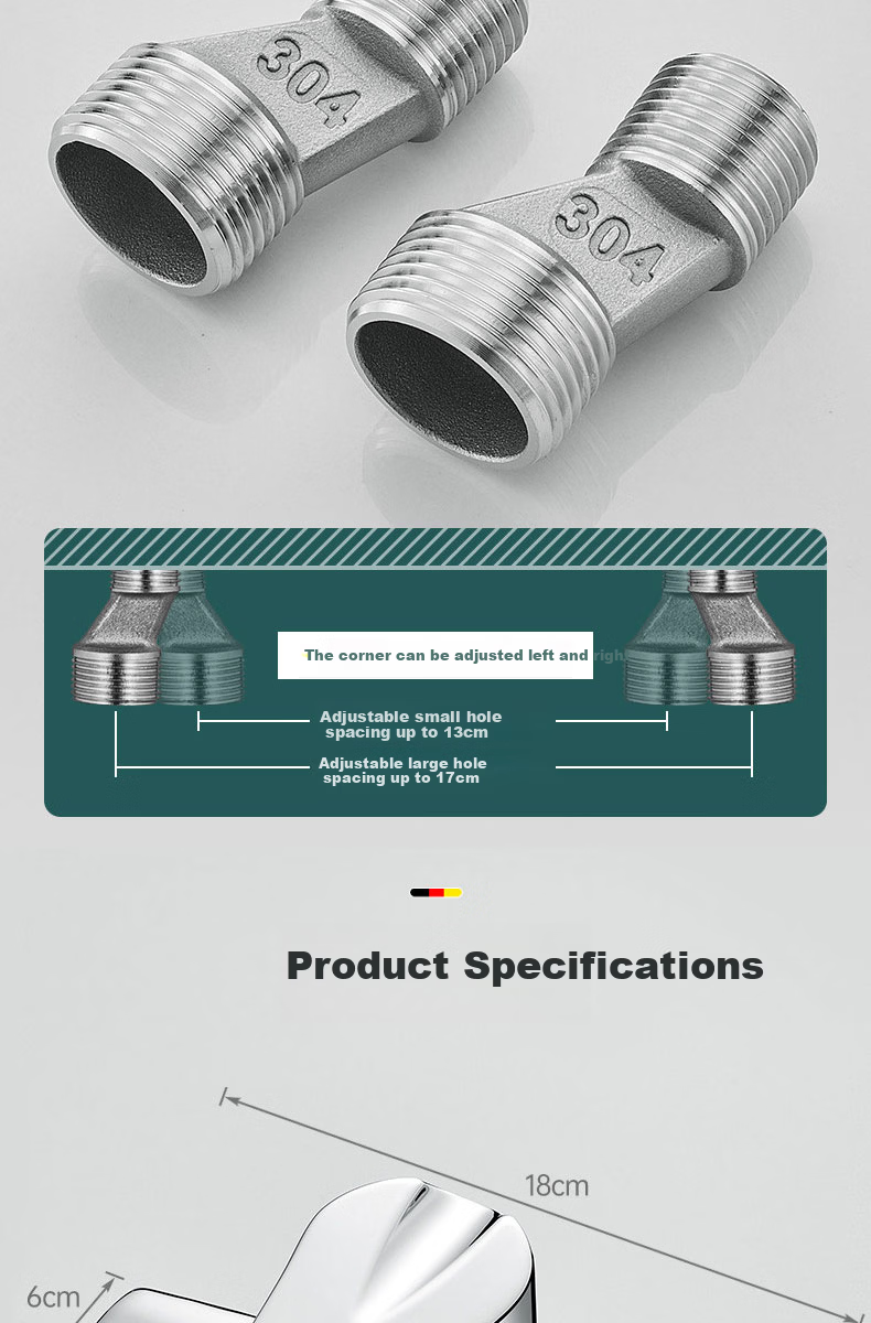HOMK German Shower Mixer Valve Hot and Cold Water Faucet Bathroom Shower Mixing Valve Accessories 10