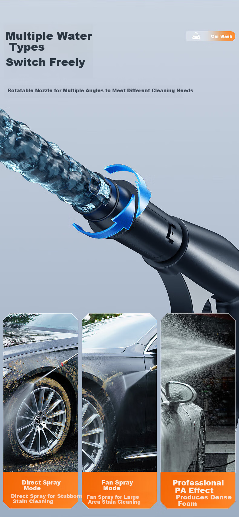 Royalstar High-Power High-Pressure Car Washer Pump High-Pressure Cleaning Machine Car Wash High-Pressure Water Gun Garden Cleaning 9