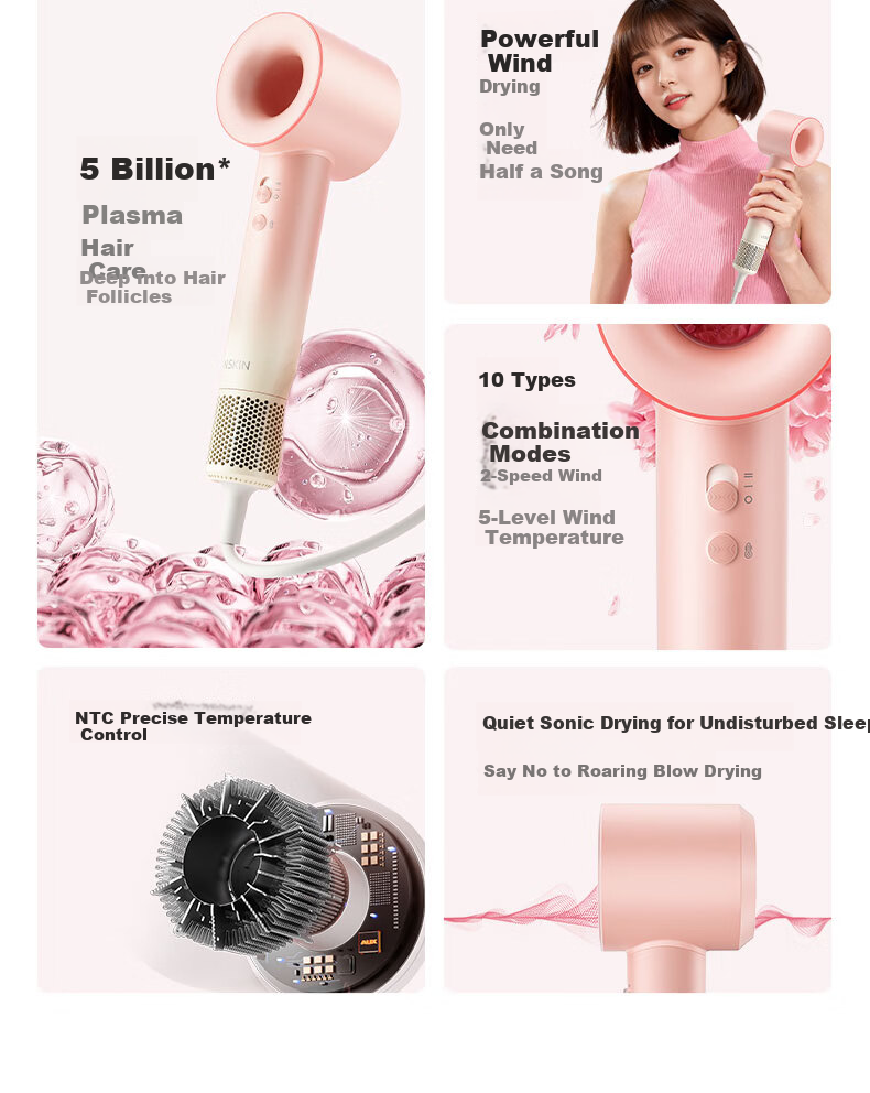 Kandao【Price Guarantee 618】Hair Dryer High-Speed Wind Large Negative Ion Hair Care Quiet Fast Drying Plasma Hair Dryer Home Use Birthday Gift for Girlfriend 8