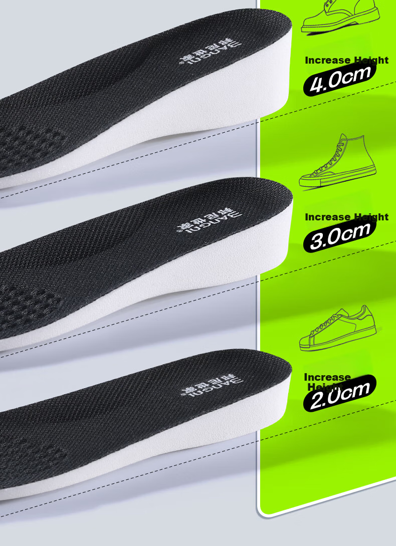Bonnie Family Men's Height Increasing Insoles Sweat-Absorbing Odor-Resistant Shock-Absorbing Breathable Invisible Height Increase Full Insoles Summer 4