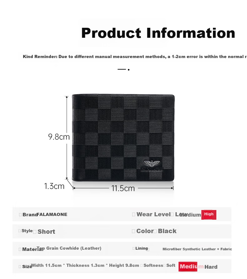 FALAMAONE Armani Men's Leather Wallet Gift Box with Automatic Buckle Father's Day Gift for Dad 12