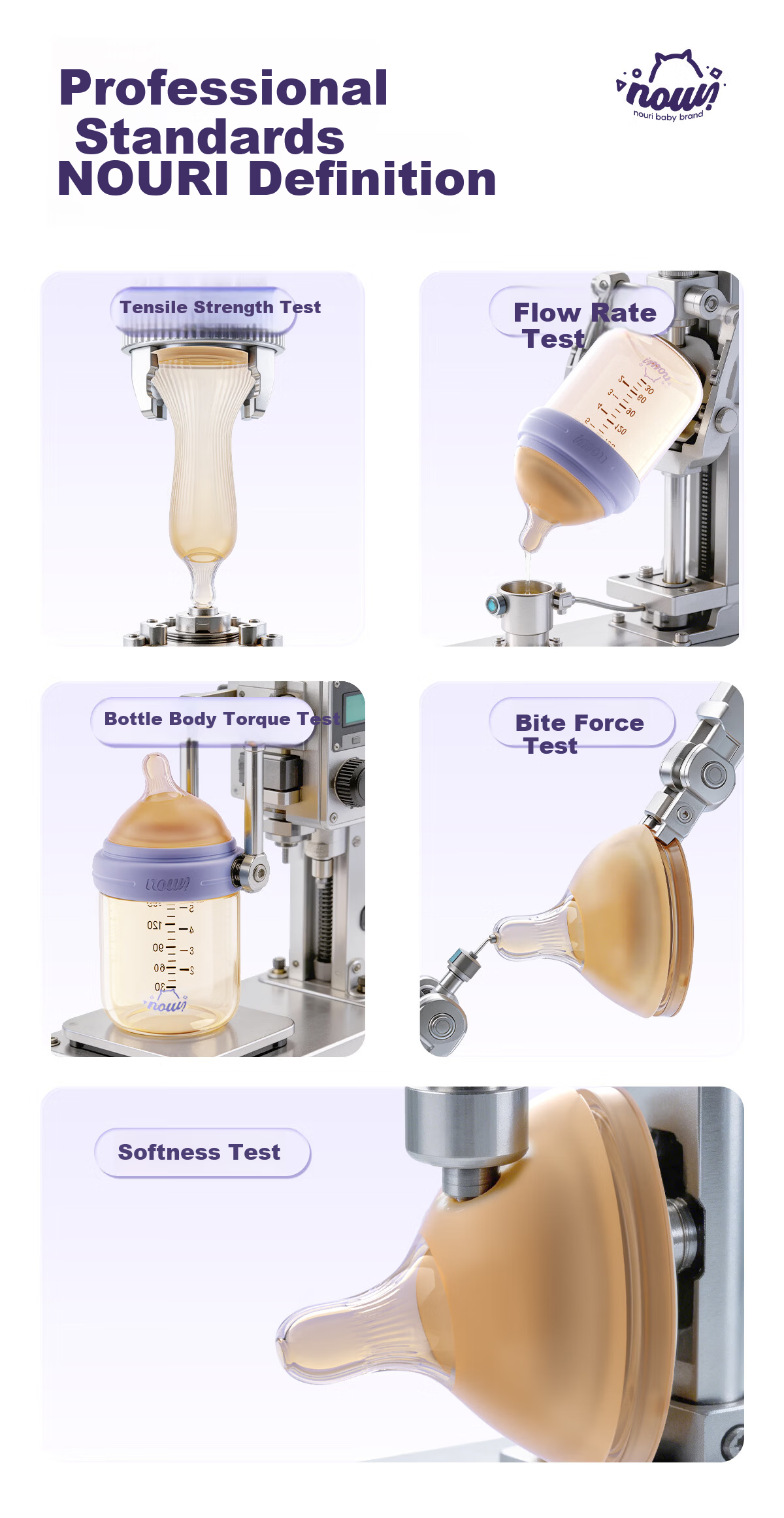 NOURI Newborn Baby Bottle 0-12 Months Anti-Choke Anti-Colic Nipple Feeding Cup PPSU Quiet Purple 240ml 9