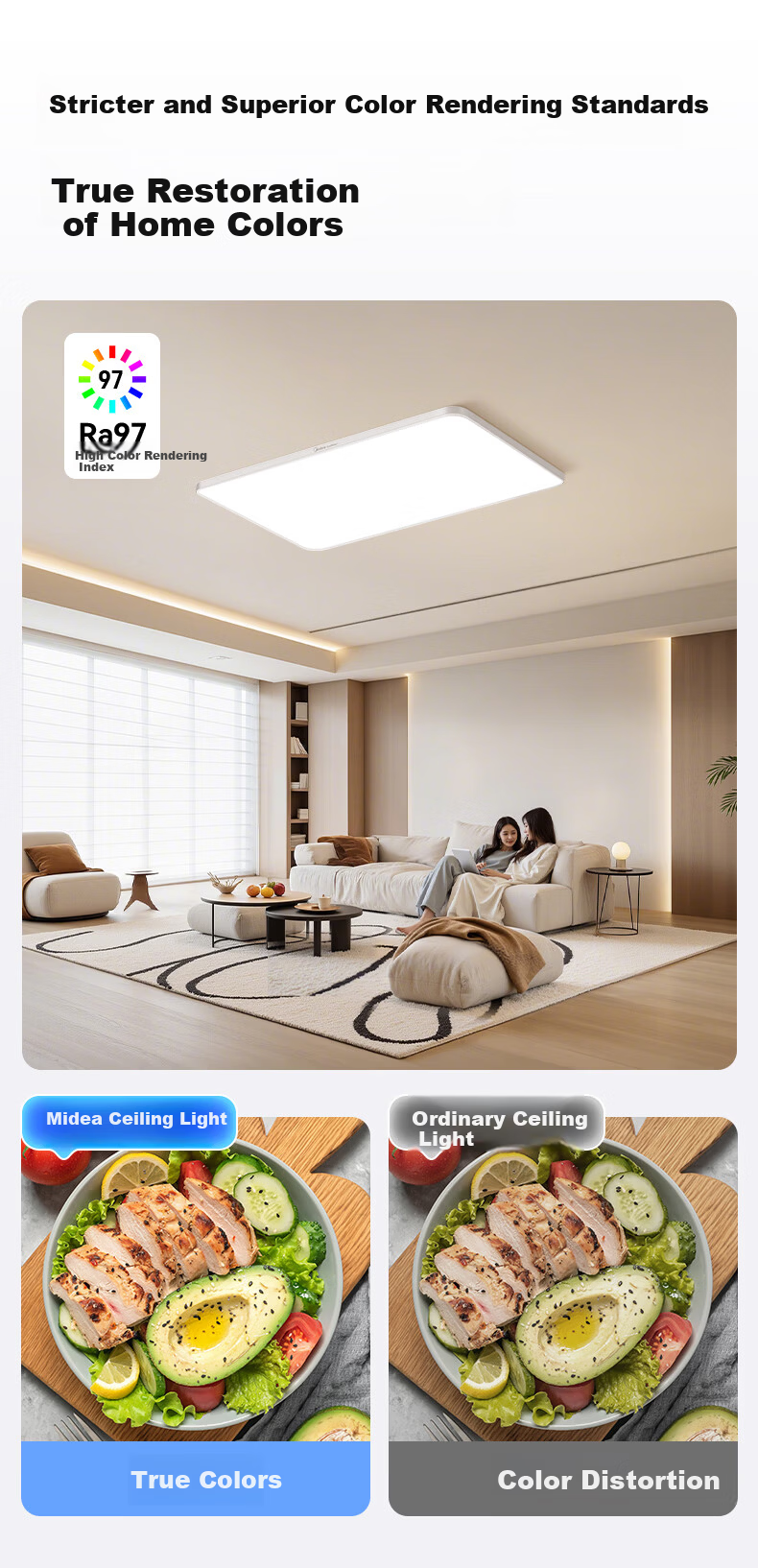 Midea 120W LED Ceiling Light Eye-Care Bedroom Smart Dimmable Lamp S50PRO 12