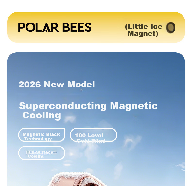 PolarBees Handheld Mini Fan | 100-Level Cooling | Ultra Mini Lightweight | 2026 New Long-Lasting High-Speed Portable Semiconductor Cooling Fan 8