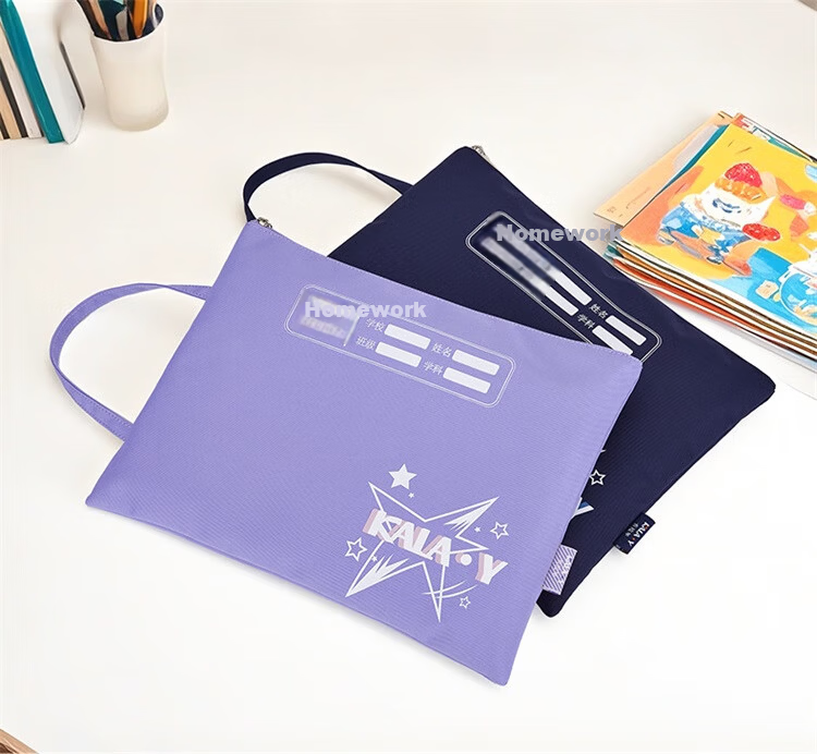 KALA·Y Elementary School Boys Lightweight Large Capacity Subject File Bag Tutoring Bag Navy Blue 5