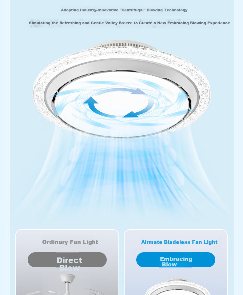 Airmate [With Installation] 360-Degree Ceiling Fan Light Integrated 2026 New Model Bedroom Eye Protection Dining Room Variable Frequency High Wind Power 4